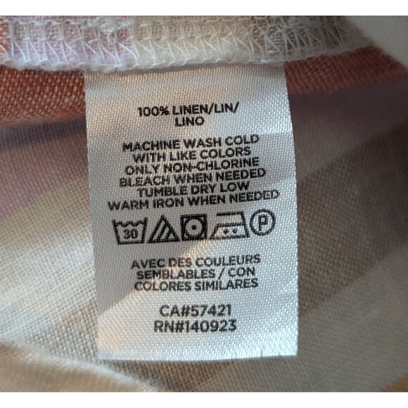 Loft Lou & Grey Size L Blouse 100% Linen Striped Button Up Twist Front Boho Chic - Picture 8 of 10